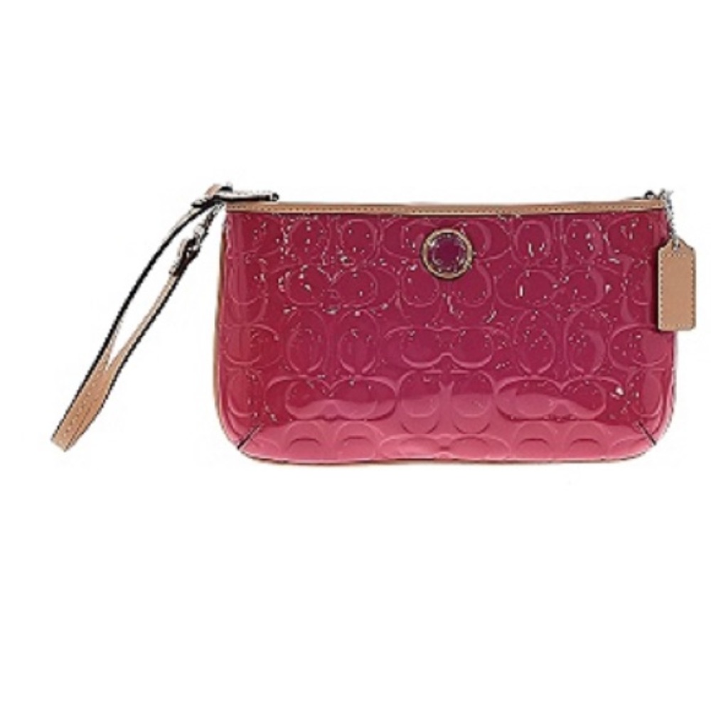Coach Monogram Pink Wristlet/Clutch Bag 10.5”X 7”